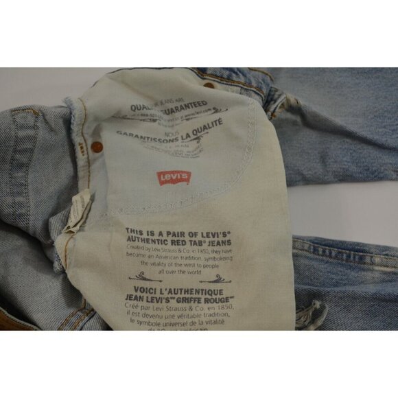 Levi's 505 Distressed Jeans Light Wash Straight Leg 34x32 Mens Original Fit - Picture 5 of 11